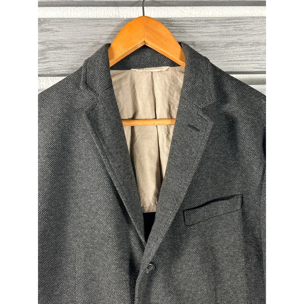 Banana Republic Heritage Mens Gray Tweed Knit 3 Button Blazer Sport Coat M